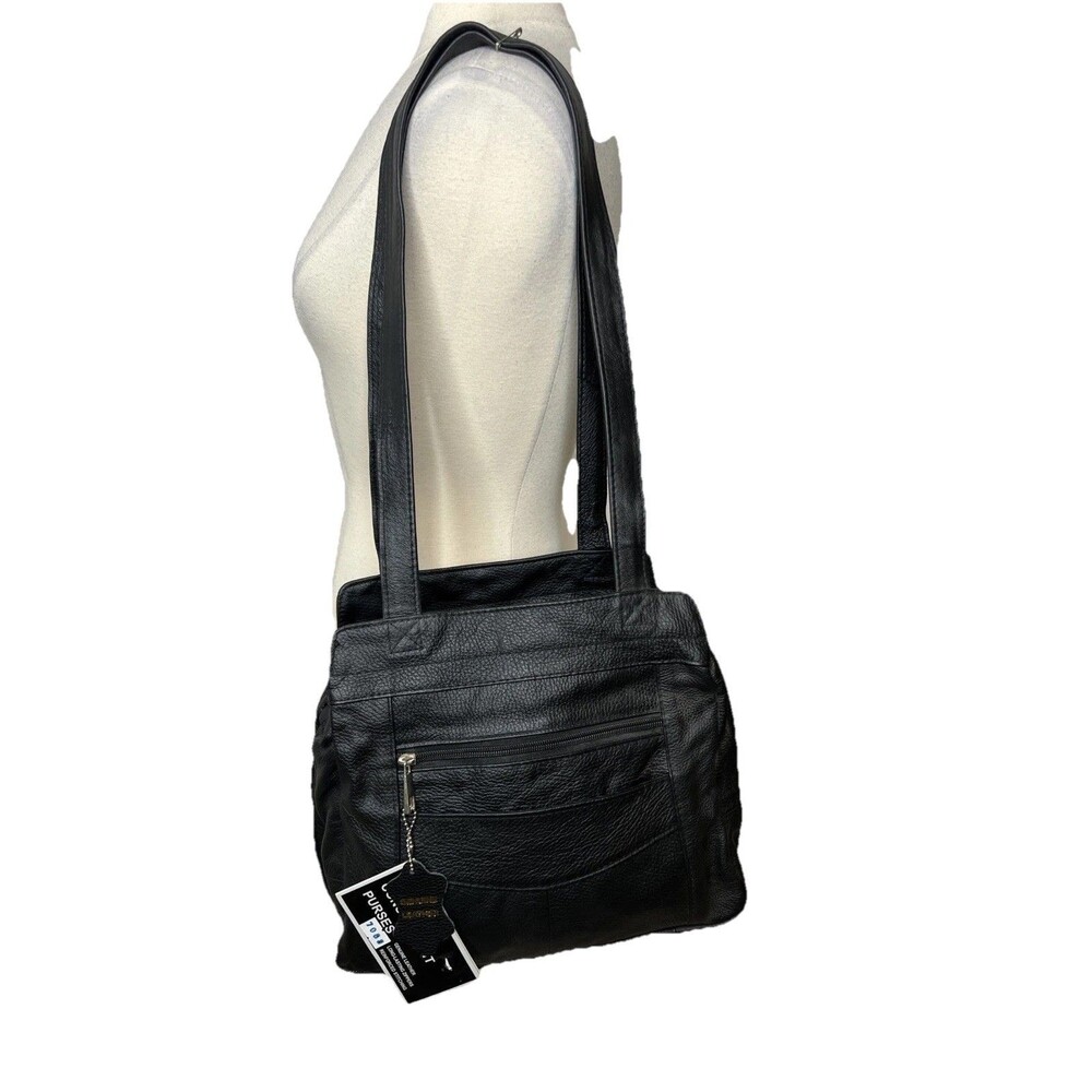 New Concealed Carry Handbag Locking Gun Bag Shoulder Purse Leather Black